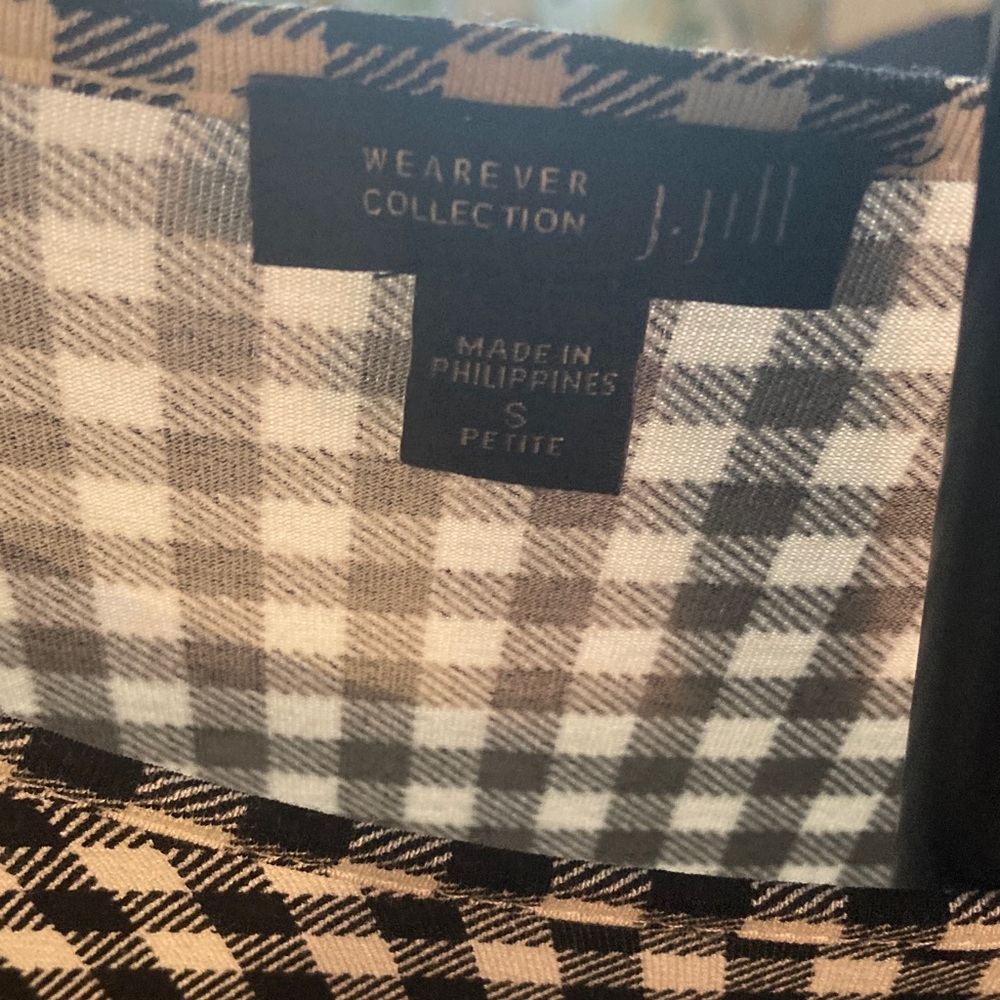 J.Jill black and white cream checkered wearever collection